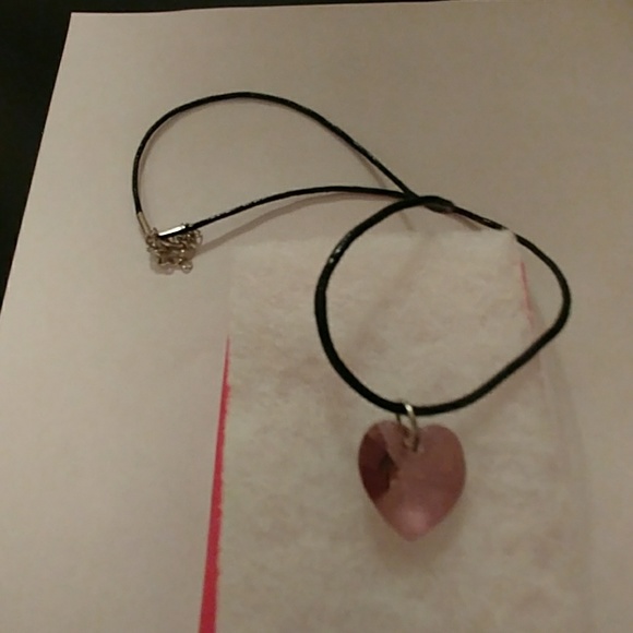 Alexandrite Pink Crystal Heart Necklace - Picture 3 of 8
